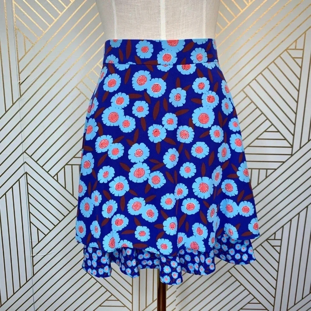 Kate Spade Tangier Floral Double Layer Silk Skirt‎